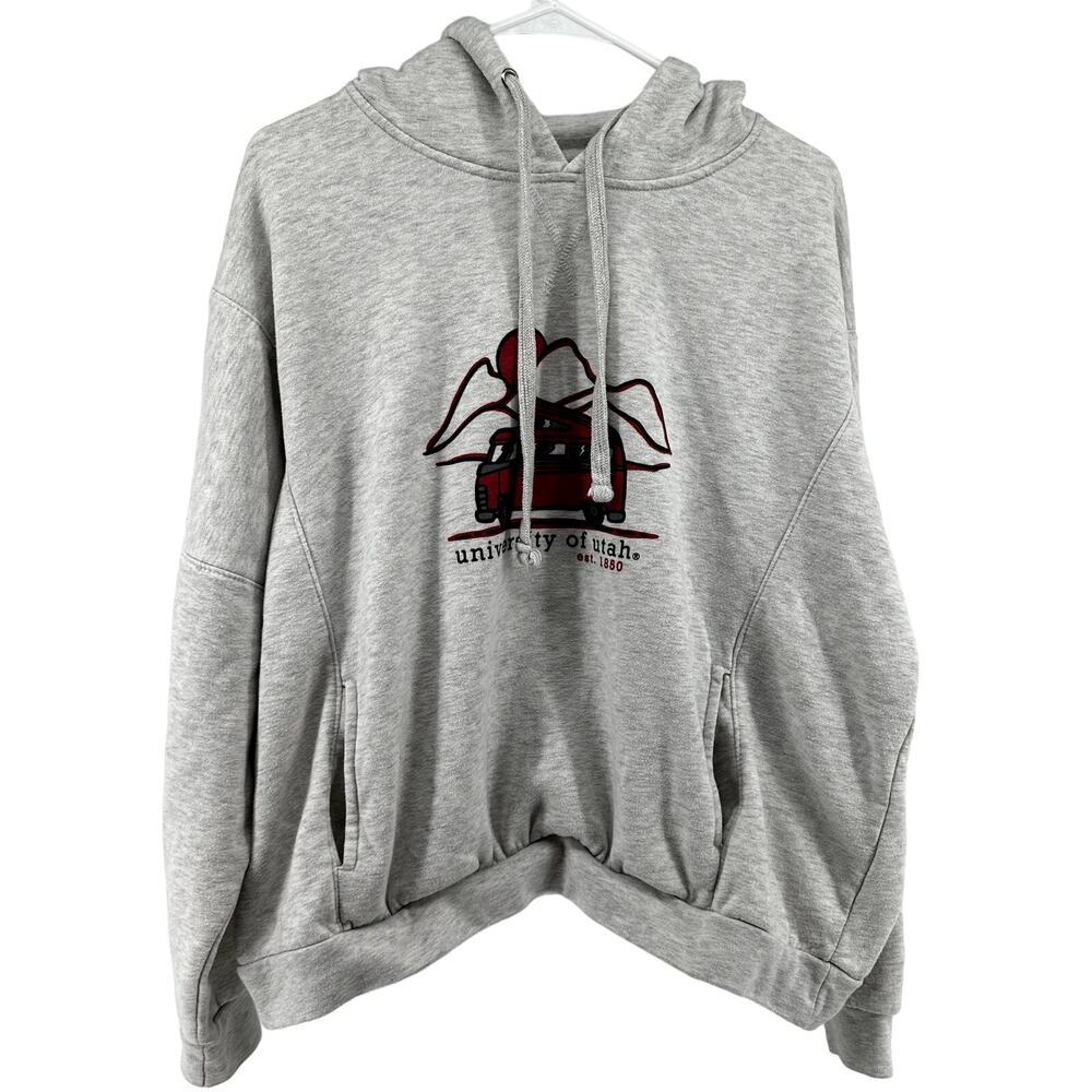 MV Sport University Of Utah Utes Pullover Hoodie Oversized Pocket Unisex Gray XL
